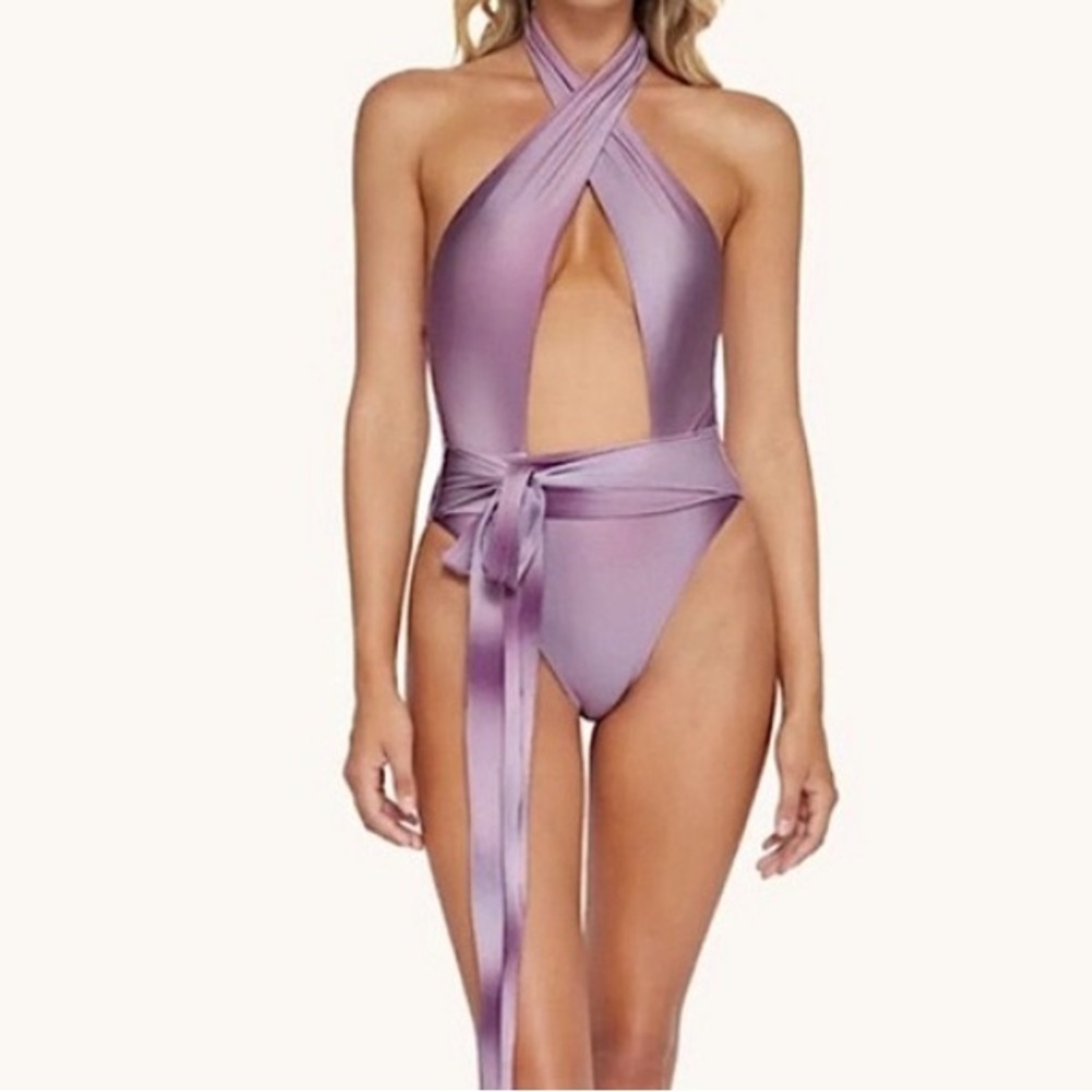 NEW! PQ Swim Alex Purple Ombre One Piece Halter Swimsuit M